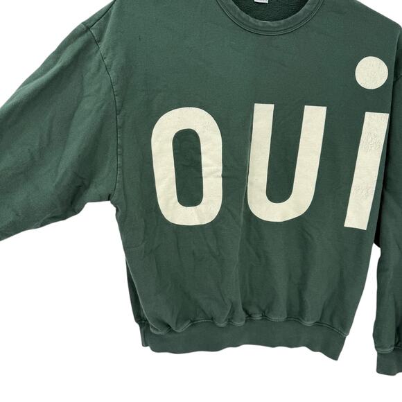 Clare V Womens OUI Cotton Pullover Crewneck Sweatshirt Green Size small - Picture 3 of 9